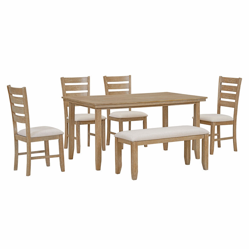 Merax 6 Pieces Rustic Wood Dining Set