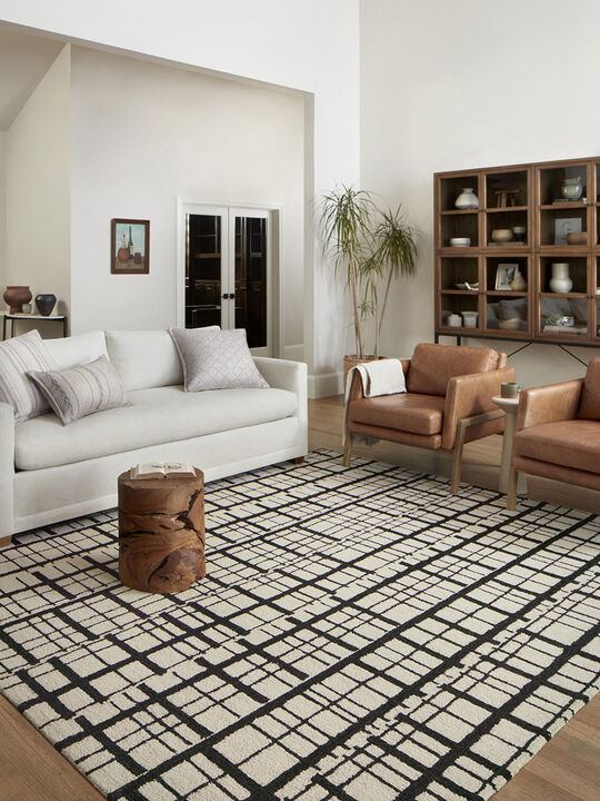 Polly POL02 Black/Ivory 3'6" x 5'6" Rug