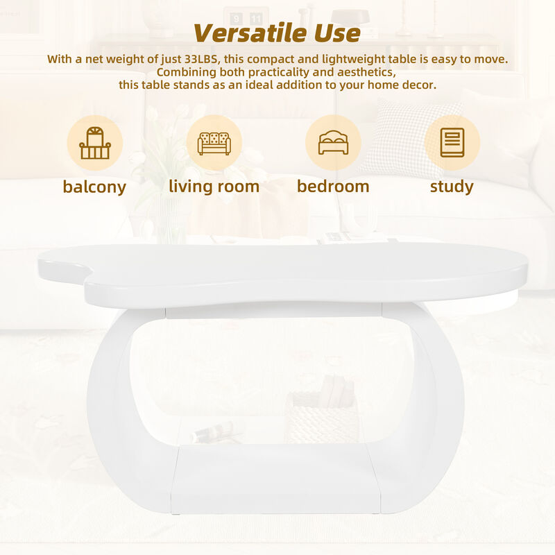 Merax Modern Cloud Coffee Table with 1.5" Thick Tabletop