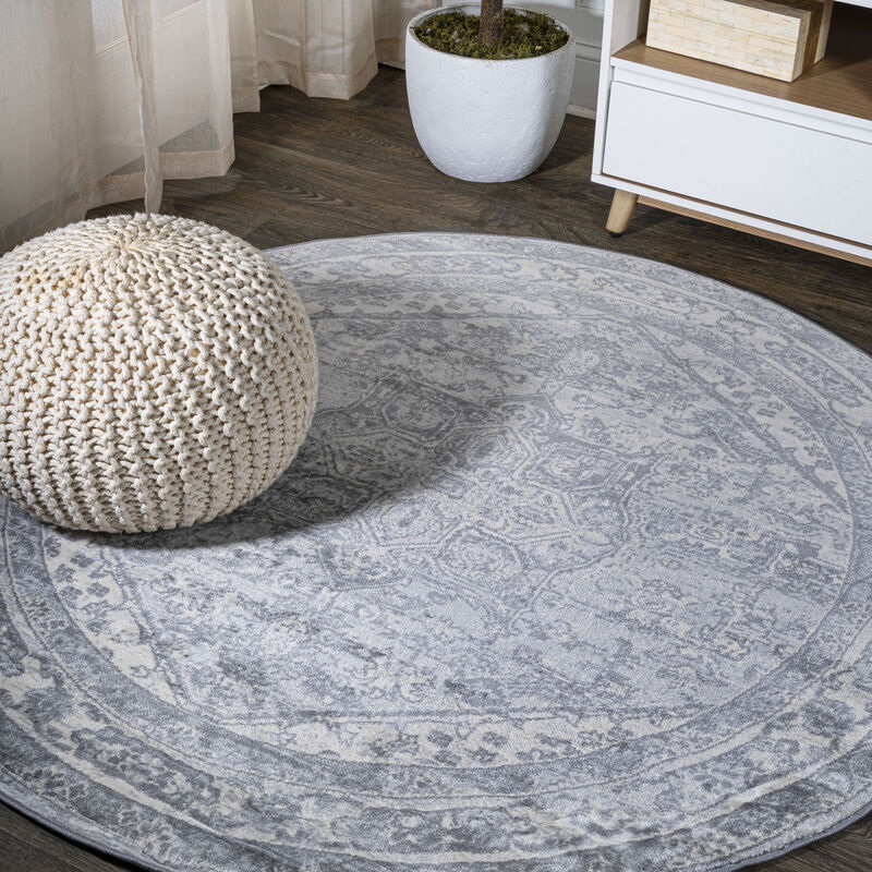 Modern Vintage Medallion Round Area Rug