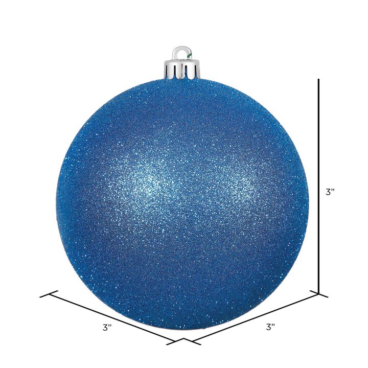 Vickerman 3" Blue Glitter Ball Ornament, 12 per Bag