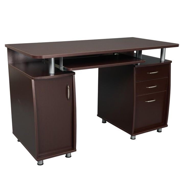 Complete Workstation Computer Desk with Storage. Color: Chocolate