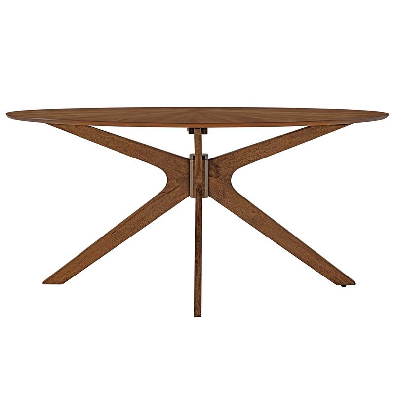 Modway - Crossroads 63" Oval Wood Dining Table Walnut image number 2