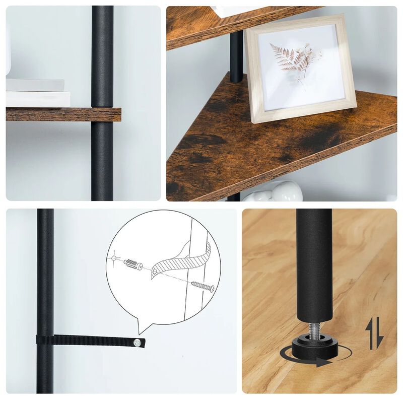 Industrial Style Corner Bookcase 5 Shelf Unit for Space Saving Storage image number 8