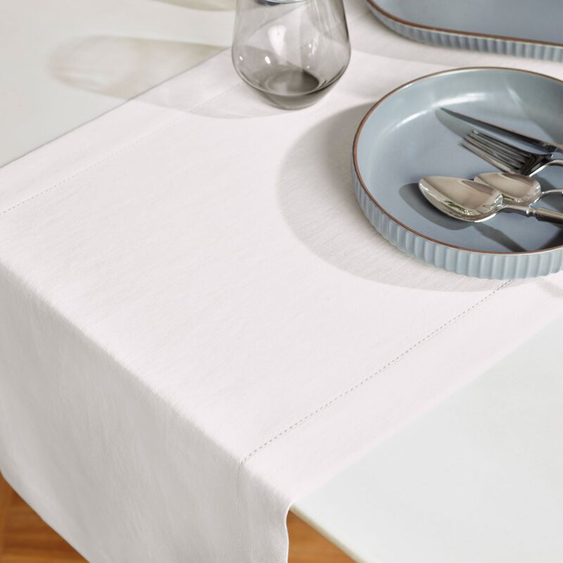 Solino Home 100% Pure Linen Table Runner - Sonoma Hemstitch