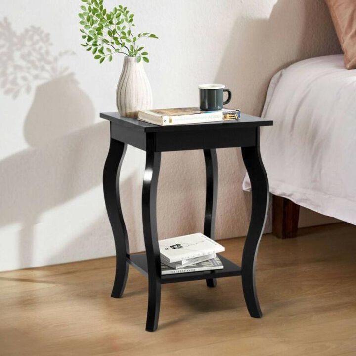 Stylish Nightstand End Table in Wood Finish - Set of 2