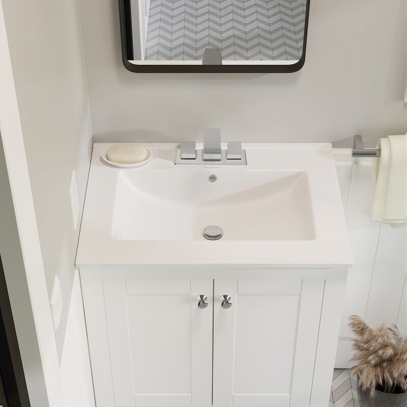 24" 3-Hole Centerset Vanity Sink Top in Glossy White image number 4