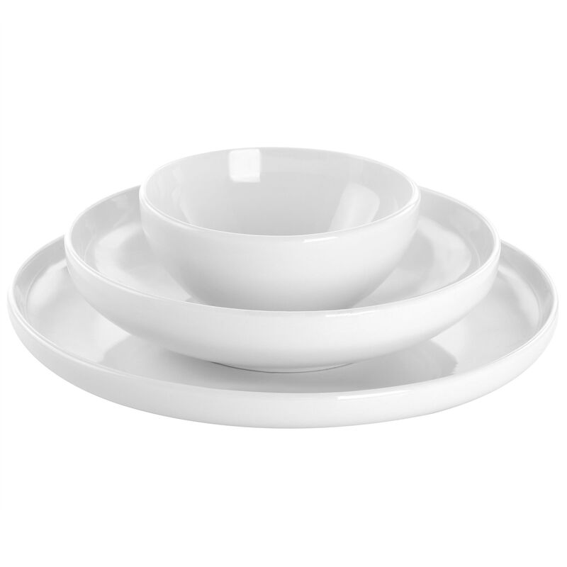 Gibson Home Oslo Peak 12 Piece Fine Ceramic Dinnerware Set in Bright White image number 3