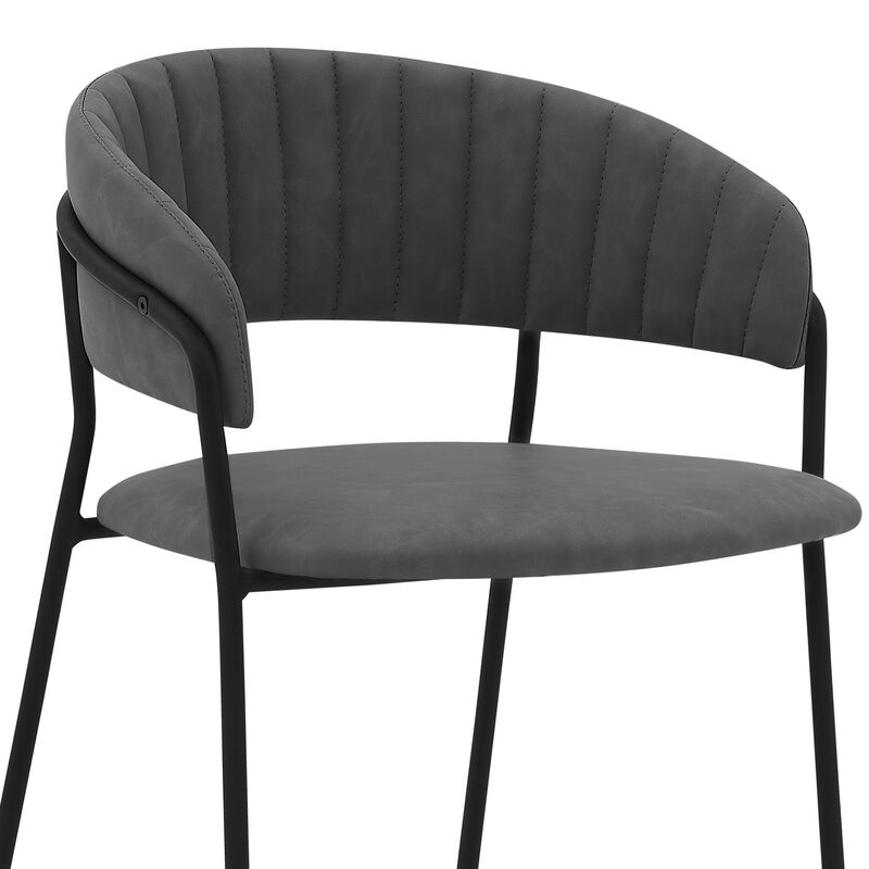 26 Inch Leatherette Seat Counter Height Barstool,Gray and Black-Benzara image number 4