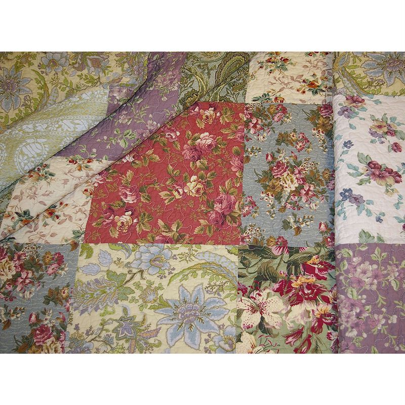 100 Percent Cotton Floral Patchwork Quilt Throw Blanket