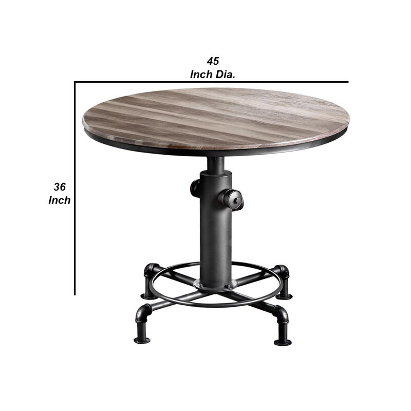 Metal Counter Height Dining Table with Fire Hydrant Inspired Base, Gray-Benzara image number 5