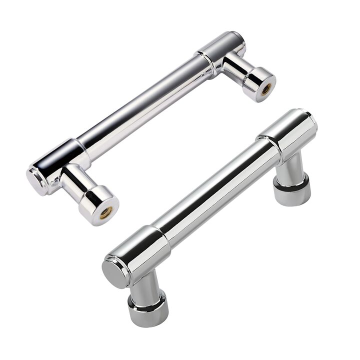 ZAUYX Solid Heavy Duty Jasper Pulls 10 Pack Polished Chrome Cabinet Pulls 3 Inch Hole Centers for Kitchen Cupboard Handles Moder