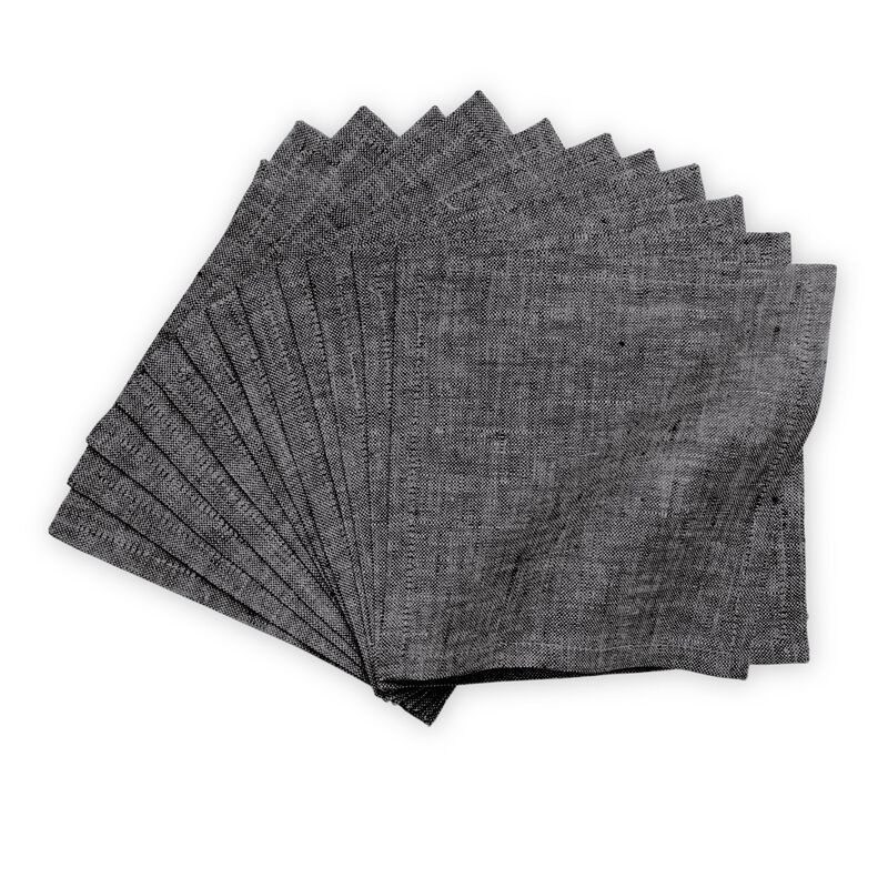 Solino Home Athena 100% Linen Cocktail Napkins &ndash; Set of 12, 6 x 6 in, Machine Washable, Holiday and Everyday Dining