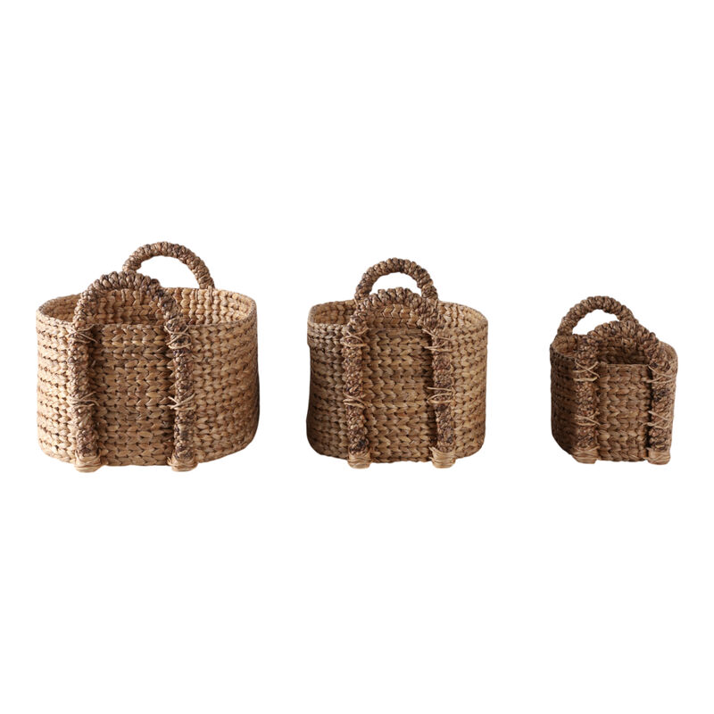 S/3 15/20/24" Oval Waterhyacinth Baskets, Natural image number 2