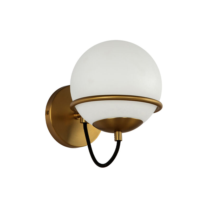 Alba 7-in Aged Brass/Opal Glass 1 Light Damp-Rated Wall/Vanity Light image number 2