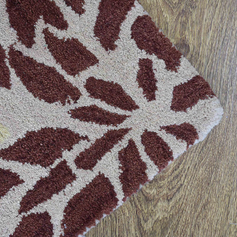 RUGSOTIC CARPETS HAND TUFTED WOOL ECO-FRIENDLY AREA RUGS  - 5'x8', Rectangle Shape, Cream, Floral Modern Design, High Pile Thick Handmade Anti Skid Area Rugs for Living Room, Bed Room (K03059)