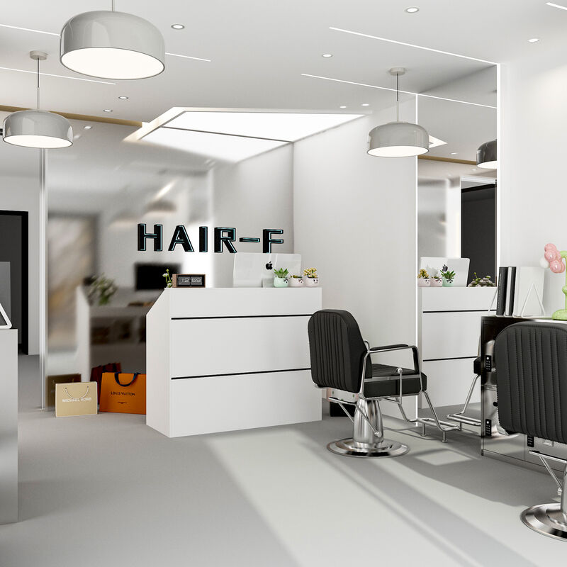 FUFU&GAGA Modern White Desk with Raised Shelf and Spacious Work Surface (47.2" W x 39.4" H x 19.7" D),White