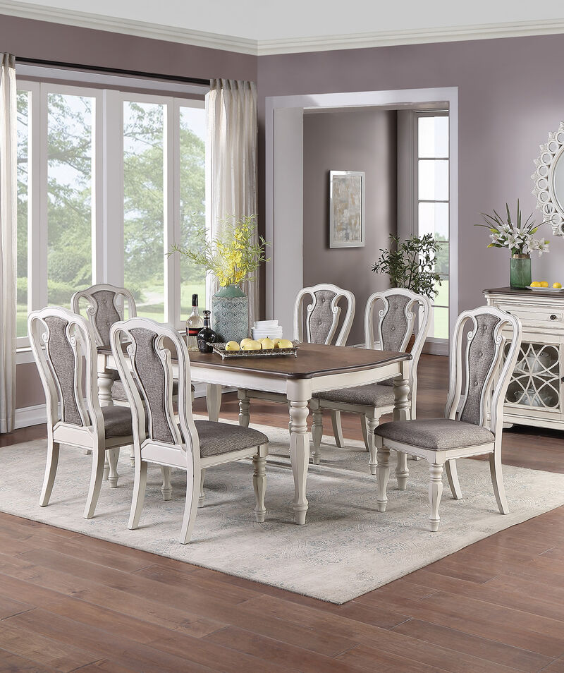 Streamdale Light Grey Fabric Upholstery Dining Chair, Vintage White, Set Of 2