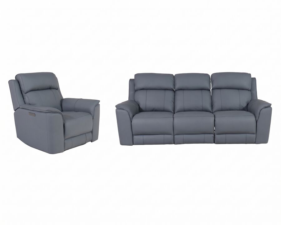 Oslo Power Leather Sofa and Recliner
