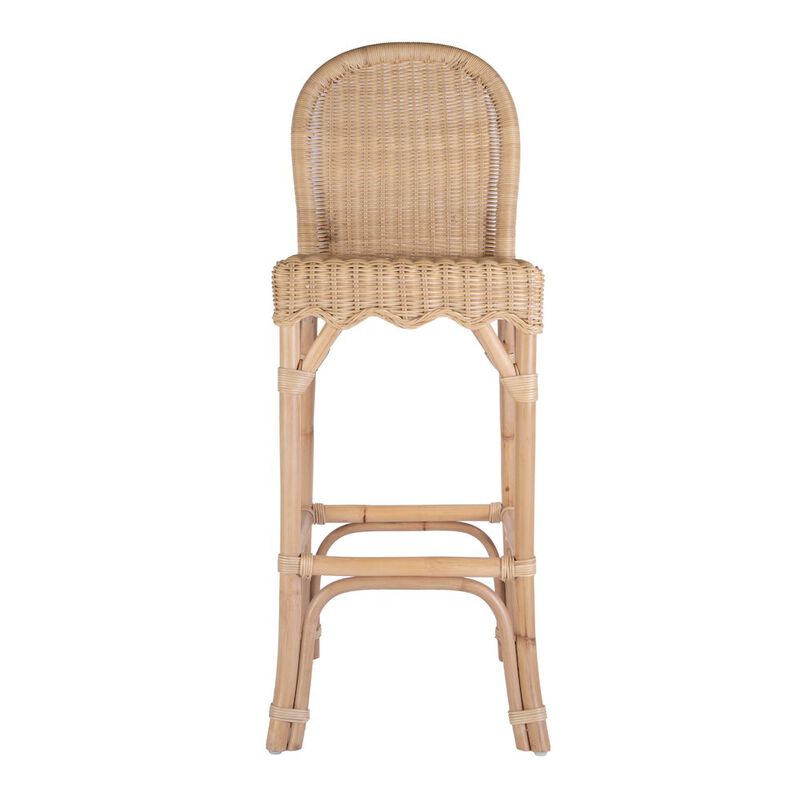 Butler Specialty Flora Rattan 30 Scalloped Edge Bar Stool, Light Brown