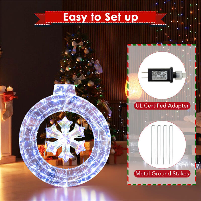 Snowflake Wreath with LED Lights for Christmas Front Door Decoration image number 4