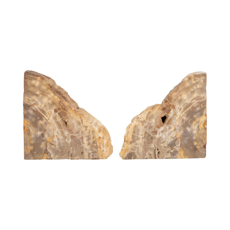 S/2 6" Petrified Wood Bookends, Natural image number 4