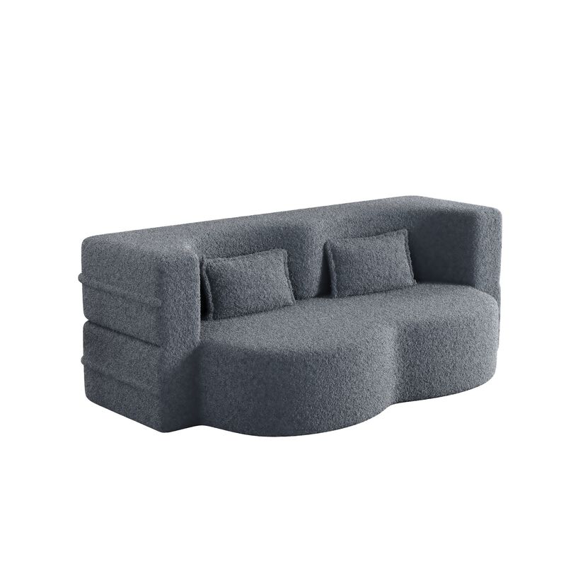 GOODSILO Comfortable Convertible Sleeper Floor Sofa with Plush Teddy Fabric and Foam Filling image number 0