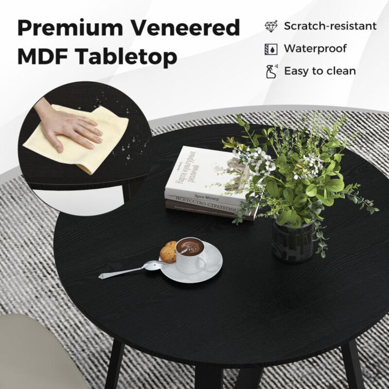 Hivvago 36 Inch Mid-Century Round Dining Table with Pedestal Base for Dining Room