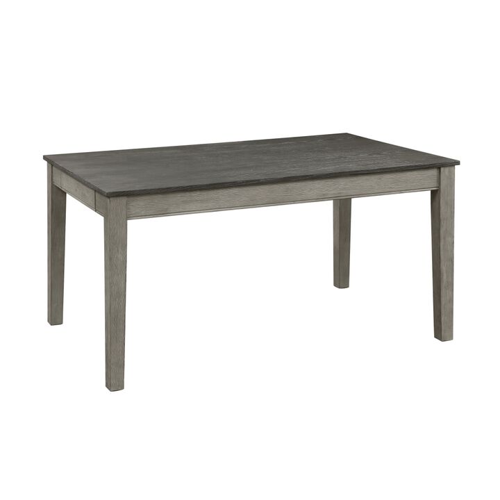 Wire Brushed Light Gray Finish 1pc Dining Table with 2 Hidden Drawers Casual Dining Room Furniture