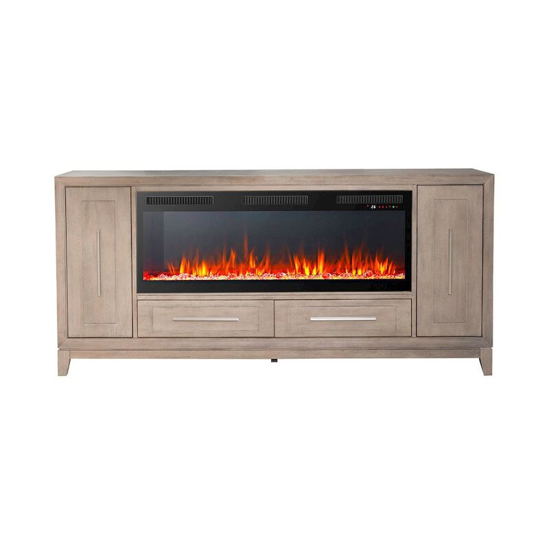 Liberty Furniture Brentwood Heated LED Fireplace TV Consoles 80 Inch - Sandstone Oak image number 0