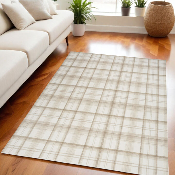 HomeRoots Plaid Power Loom Area Rug