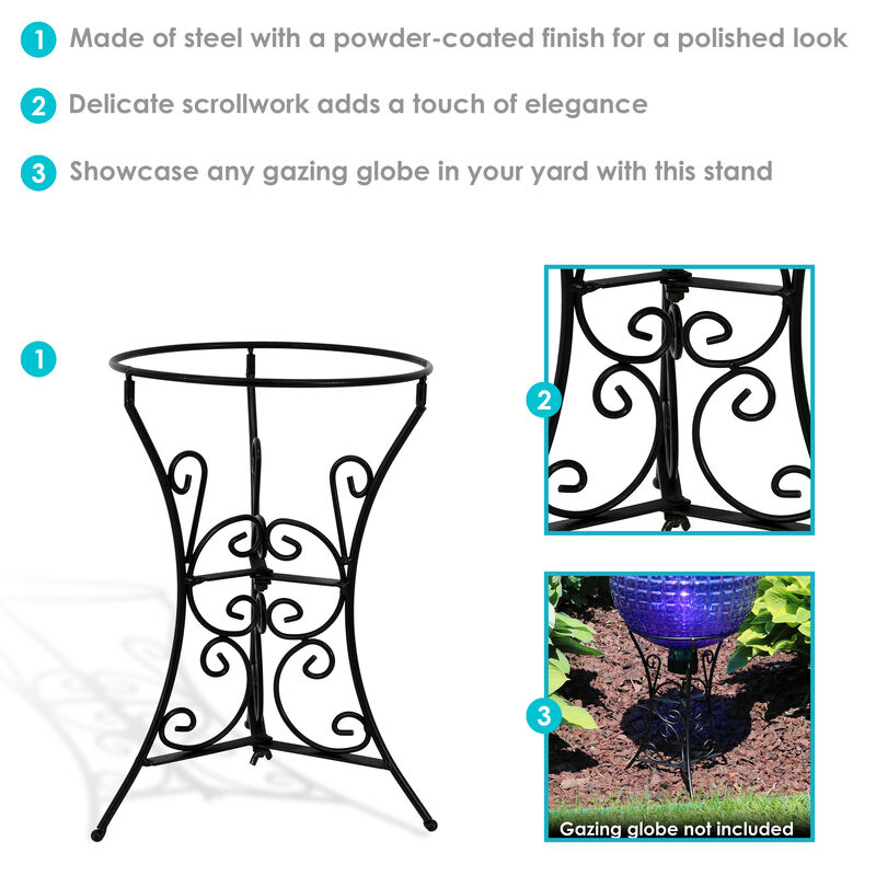 Sunnydaze Decorative Scroll Steel Outdoor Gazing Globe Stand - Black image number 4