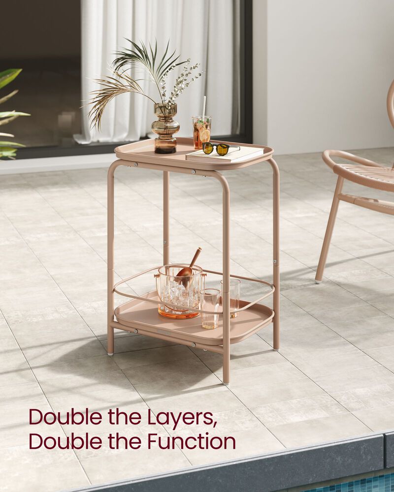 Storage Coffee Table with Metal Frame &ndash; 2-Tier Design with Functional Tray Top for Compact Spaces