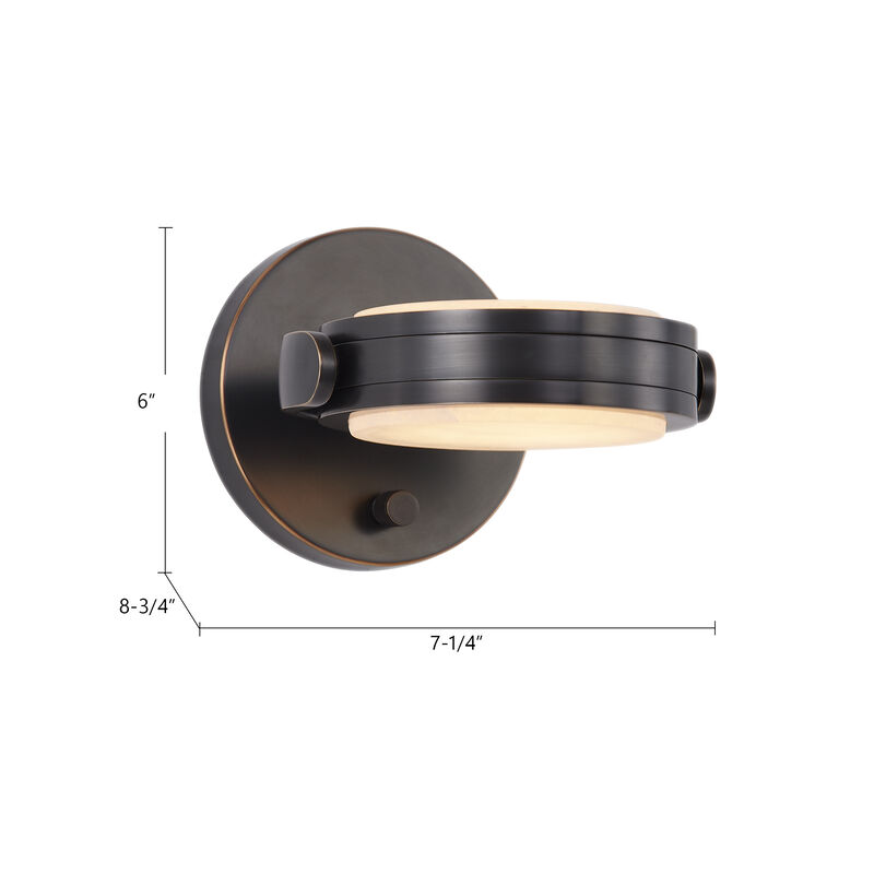 Blanco 6-in Alabaster Damp-Rated Dimmable LED Wall/Vanity Light with Urban Bronze Finish image number 9