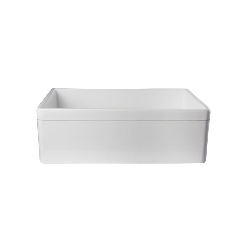 ALFI brand White 30 Decorative Lip Apron Single Bowl Fireclay Farmhouse Kitchen Sink