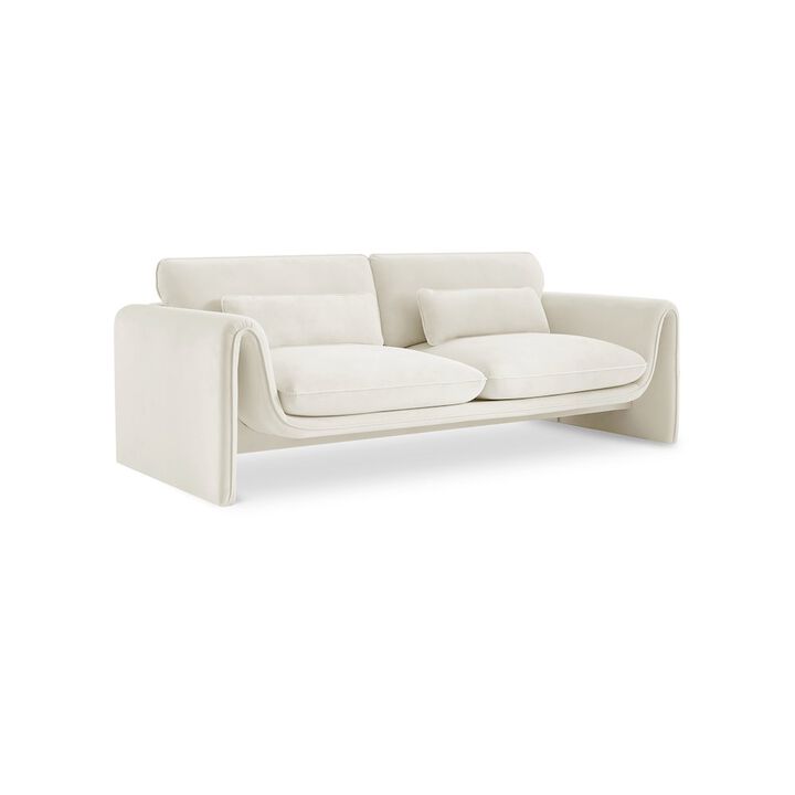 Meridian Furniture Sloan Cream Velvet Fabric Sofa