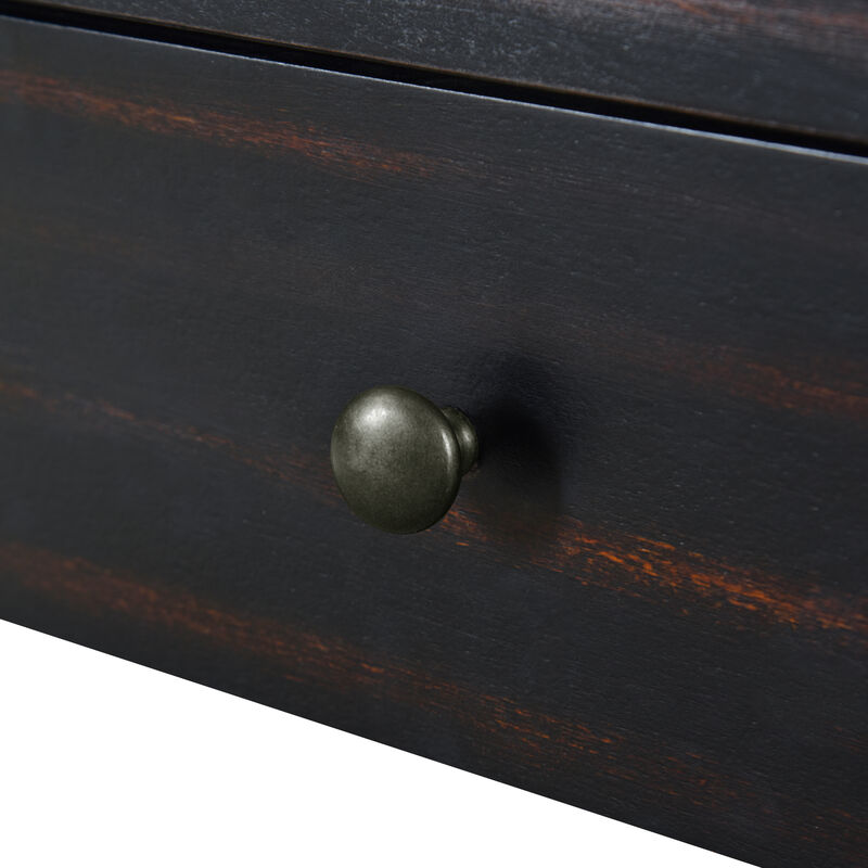 Curved Console Table with Storage, Wooden Entryway Table with 2 Drawers