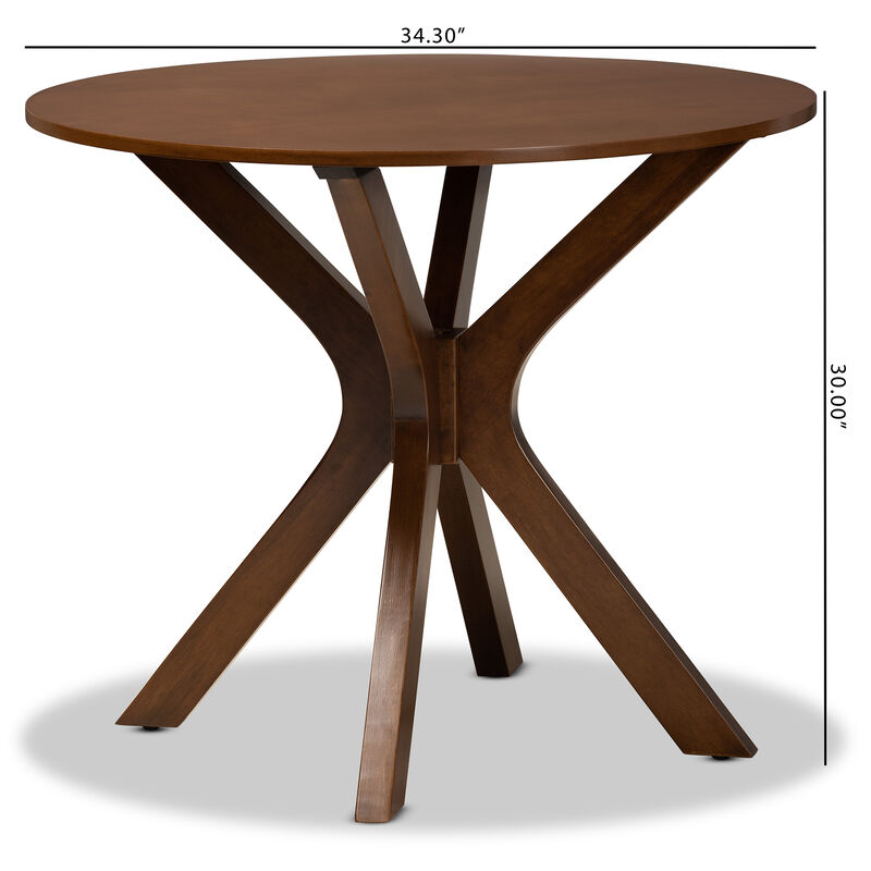 Baxton Studio Kenji Modern Walnut Brown Finished 34 Inch Wide Round Wood Dining Table