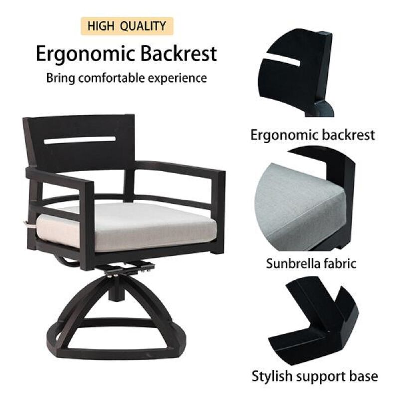 2-Piece Aluminum Swivel Rocker Set – Outdoor Patio Chairs with Durable Sunbrella Cushions for Porch & Garden