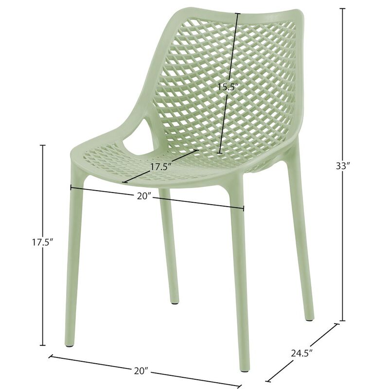 Meridian Furniture Mykonos Mint Outdoor Patio Dining Chair, Set of 4