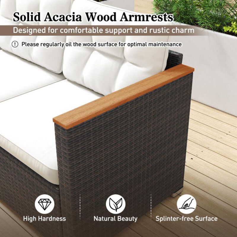 Hivvago 3-Seat Patio Couch Sofa with Deep Seating and Cushion