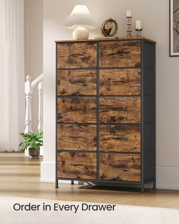10 Drawer Storage Dresser Steel Frame Organizer for Bedroom