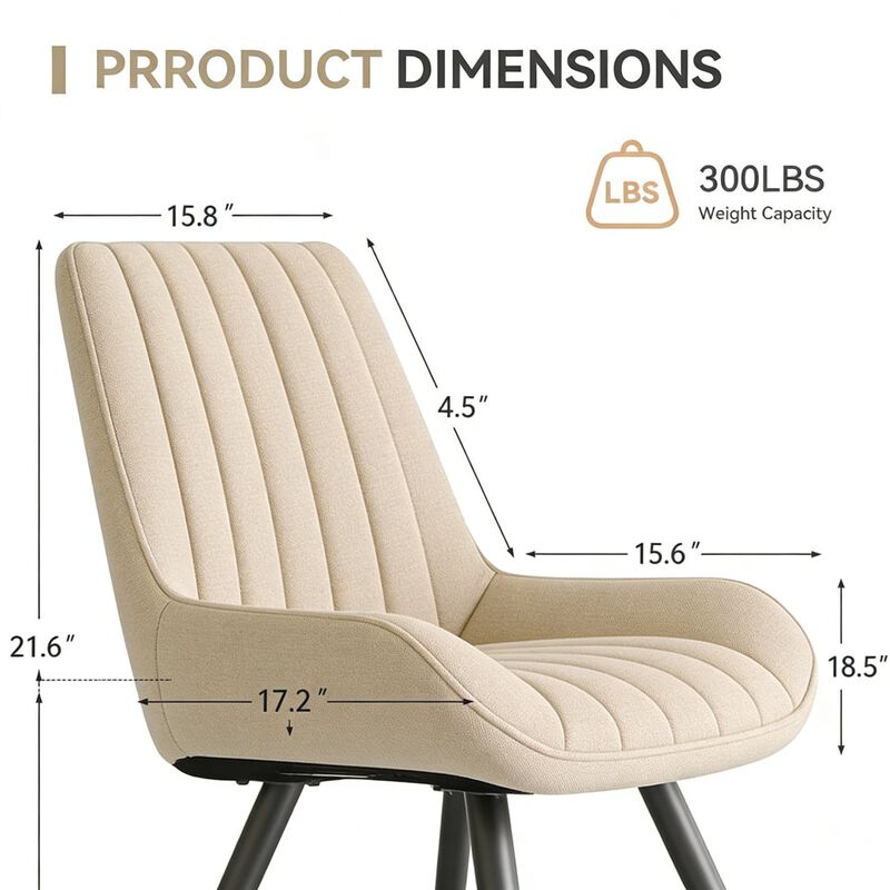 Modern Ribbed Fabric Upholstered Dining Chair Set of 4 image number 7