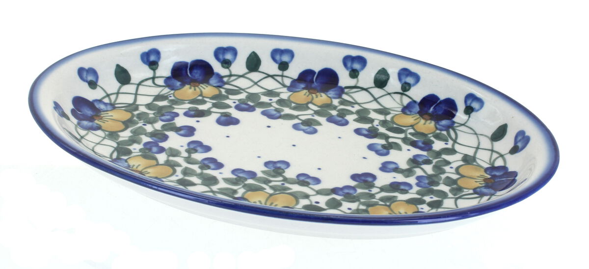 Blue Rose Polish Pottery Hyacinth Oval Dish