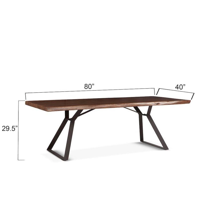 World Interiors Nottingham 80-Inch Acacia Wood Live Edge Dining Table in Walnut Finish image number 5