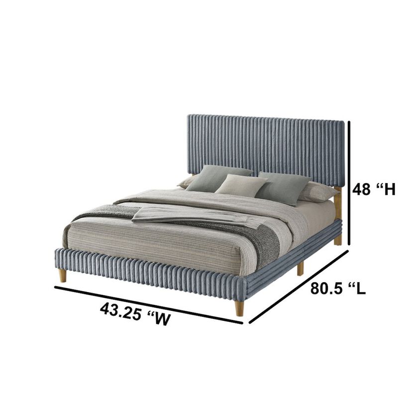 Best Quality Furniture Full size panel bed with wooden legs in Gray color