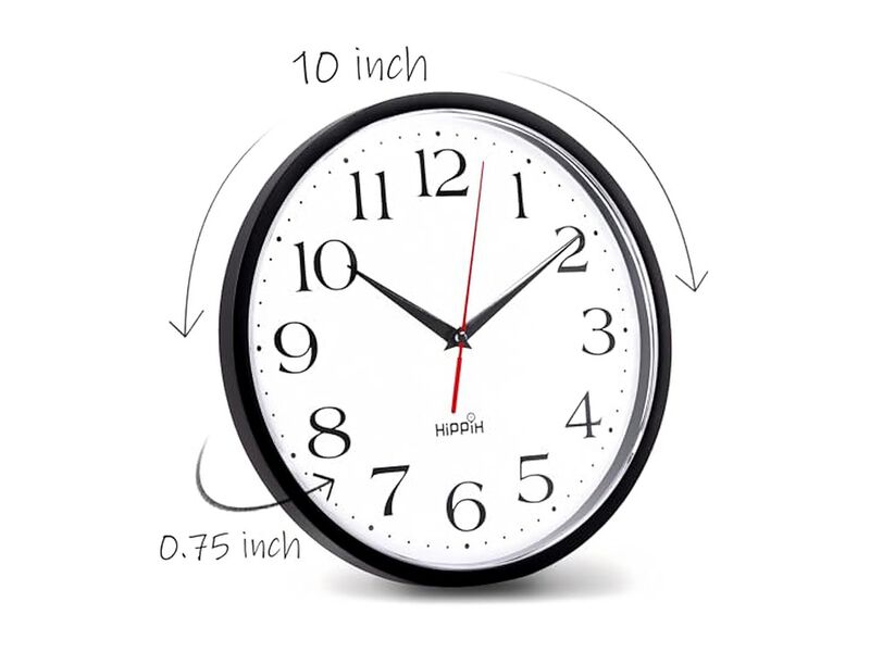 Pack Digital Sweep Black Wall Clock 10 Inch Silent Non Ticking Battery Operated image number 2