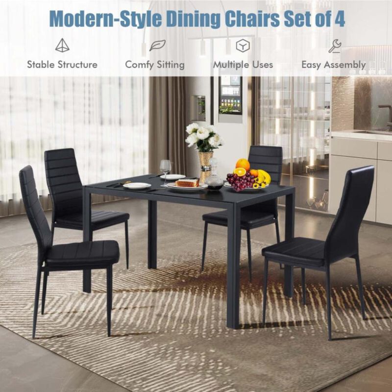 Hivvago 4 Pieces Modern Leather Dinning Chairs Set with Metal Frame