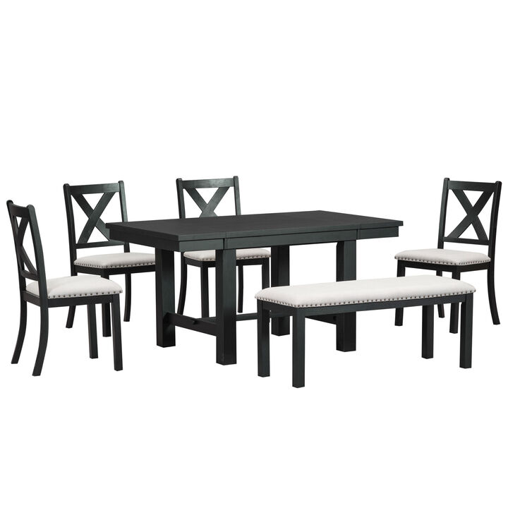 Merax Farmhouse 6-Piece Extendable Dining Table Set