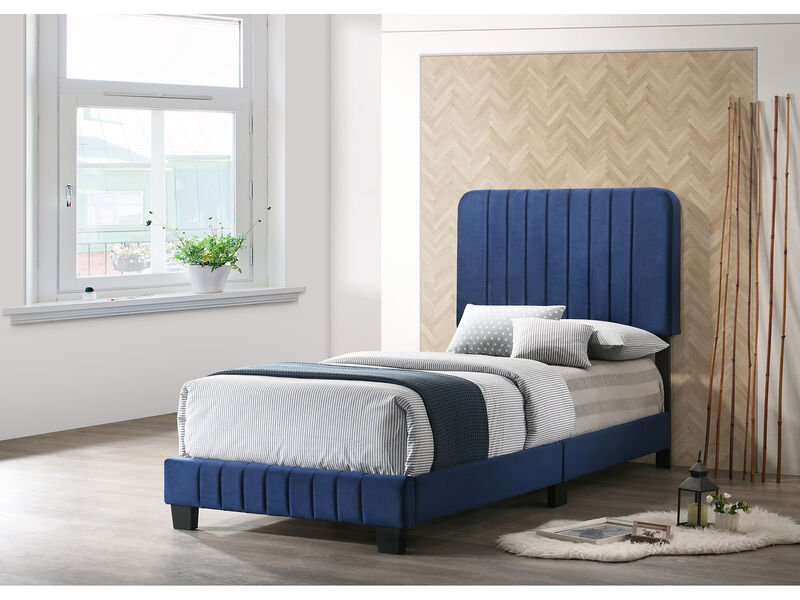 Lodi Velvet Upholstered Channel Tufted Twin Panel Bed